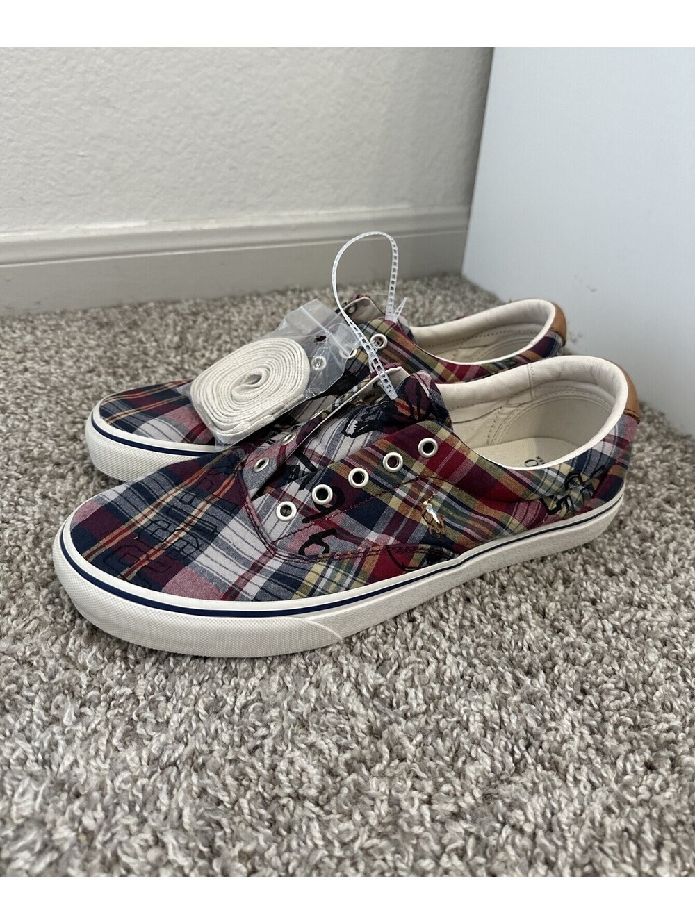 POLO RALPH LAUREN Shoes KEATON LCL Plaid Pony Boat Shoes Sneakers Size 11 New
